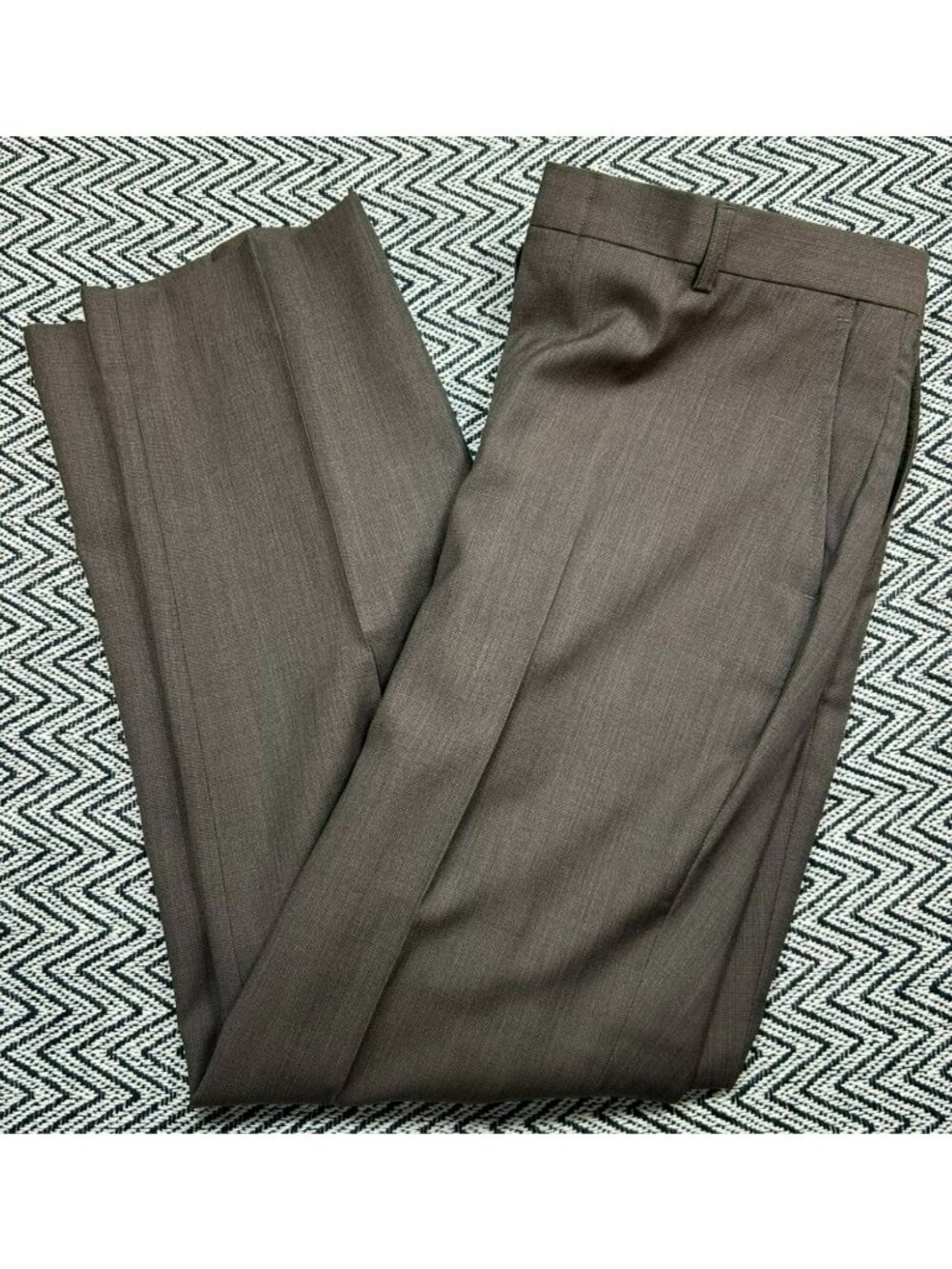 Jos. A. Bank Traveler Tailored Fit Brown Wool Dress Pants 34W X 32L